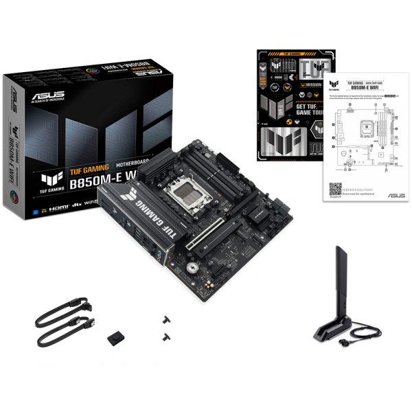 Материнская плата ASUS TUF GAMING B850M-E WIFI AM5 mATX 4хDDR5 PCIEx16 PCIEx1 3xM.2 USB-C 2хDP HDMI 2.5GLAN Wi-Fi 6Е