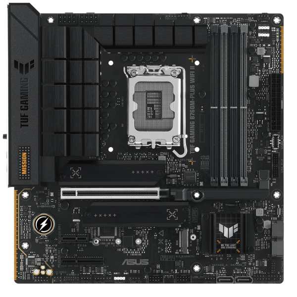 Материнская плата ASUS TUF GAMING B760M-PLUS WIFI II LGA1700 mATX 4xDDR5 PCIEx16 PCIEx4 PCIEx1 3xM.2 USB-C DP HDMI 2.5GLAN Wi-Fi 6E