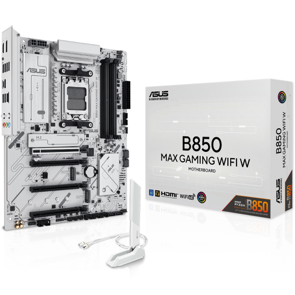 Материнская плата ASUS B850 MAX GAMING WIFI W AM5 ATX 4xDDR5 4xPCIEx16 3xM.2 USB-C DP HDMI 2.5GLAN Wi-Fi 6E
