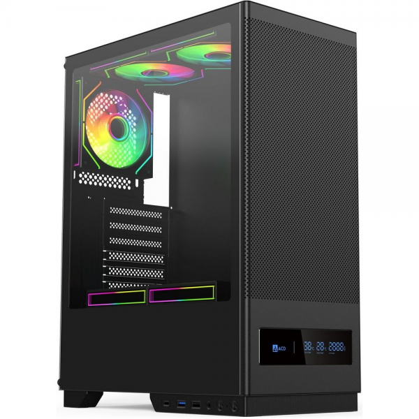 Корпус для ПК ACD Citadel 108DB ATX, Type-C + 2 X USB ports + HD audio combo, Mesh, TG, Black