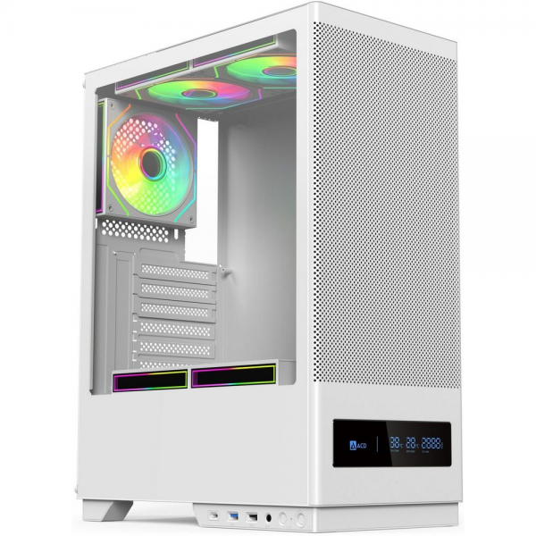 Корпус для ПК ACD Citadel 108DW ATX, Type-C + 2 X USB ports + HD audio combo, Mesh, TG, White