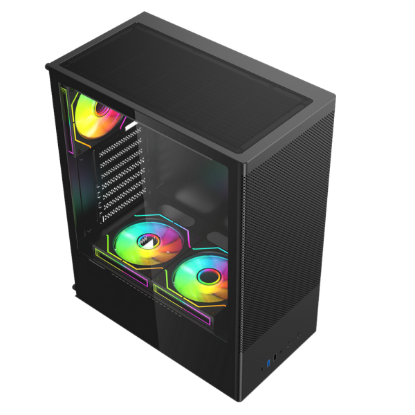 Корпус для ПК ACD Citadel 108B ATX, Type-C + 2XUSB ports + HD audio combo, Mesh, TG, Black.