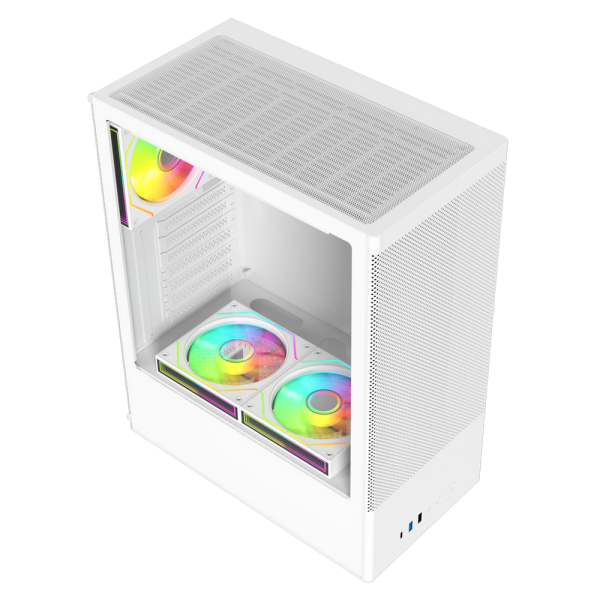 Корпус для ПК ACD Citadel 108W ATX, Type-C + 2XUSB ports + HD audio combo, Mesh, TG, White.