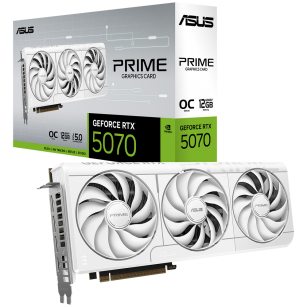 Видеокарта ASUS RTX5070 PRIME WHITE OC 12GB GDDR7 192bit 3xDP 1xHDMI 3FAN RTL (PRIME-RTX5070-O12G-WHITE)