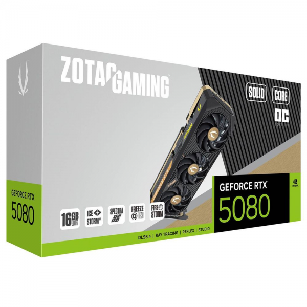 Видеокарта Zotac RTX5080 SOLID CORE OC 16GB GDDR7 256bit 3xDP HDMI PREMIUM PACK