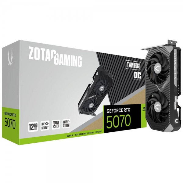 Видеокарта Zotac RTX5070 TWIN EDGE OC 12GB GDDR7 192bit 3xDP HDMI 2FAN PREMIUM PACK