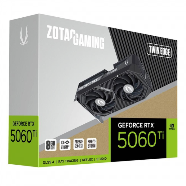 Видеокарта Zotac RTX5060Ti TWIN EDGE 8GB GDDR7 128bit 3xDP HDMI 2FAN MEDIUM PACK