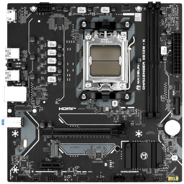 Материнская плата Maxsun MS-Challenger B850M-K B850, AM5, 2*DDR5, 1*PCIEx16, 1*PCIEx1, 1*M.2, 6*USB3.2Gen1, 4*USB2.0, 2*SATA3.0, 1G, HDMI, M-ATX, RTL