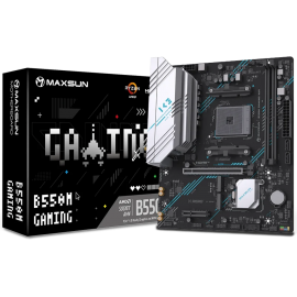 Материнская плата Maxsun MS-B550M GAMING WIFI B550, AM4, 2*DDR4, 1*PCIEx16, 1*PCIEx4, 1*PCIEx1, 2*M.2, 4*USB3.2Gen1, 6*USB2.0, 2*SATA3.0, 1G, DP, HDMI, M-ATX, RTL