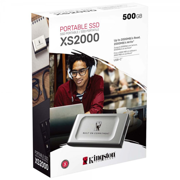 Твердотельный накопитель SSD Kingston USB 3.2 Gen2x2 Type-C 2000GB XS2000 PORTABLE SSD, 2000/2000