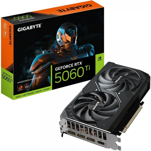 Видеокарта Gigabyte RTX5060Ti WINDFORCE MAX OC 8GB GDDR7 128bit 3xDP HDMI 2FAN RTL