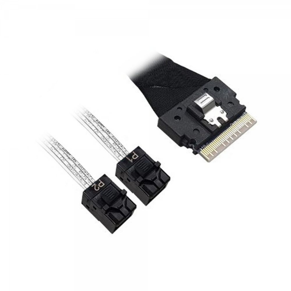 Кабель DiliVing DLSL74-8822 Slimline SASx8 (SFF8654) -to- 2 HDmSAS (White) x4 (SFF8643 (NVMe Connection), 80cm, (аналог Broadcom 05-60002-00)