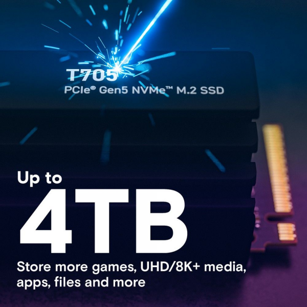 Твердотельный накопитель SSD Crucial T705 4TB PCIe Gen5 NVMe M.2 SSD with heatsink CT4000T705SSD5