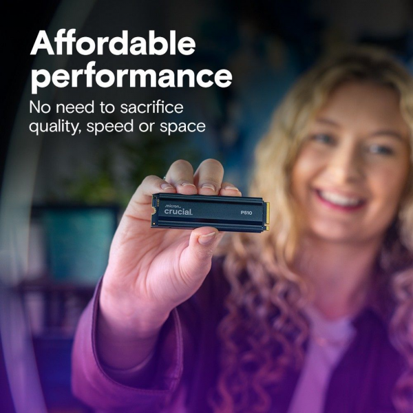 Твердотельный накопитель SSD Crucial P510 1TB PCIe Gen5 NVMe 2280 M.2 SSD with heatsink CT1000P510SSD5