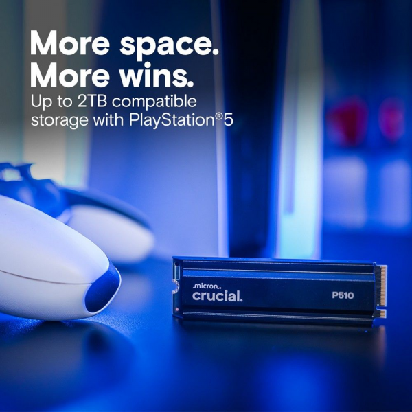 Твердотельный накопитель SSD Crucial P510 1TB PCIe Gen5 NVMe 2280 M.2 SSD with heatsink CT1000P510SSD5
