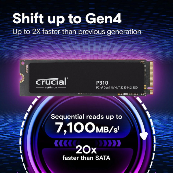 Твердотельный накопитель SSD Crucial P310 500GB PCIe Gen4 NVMe 2280 M.2 SSD CT500P310SSD8