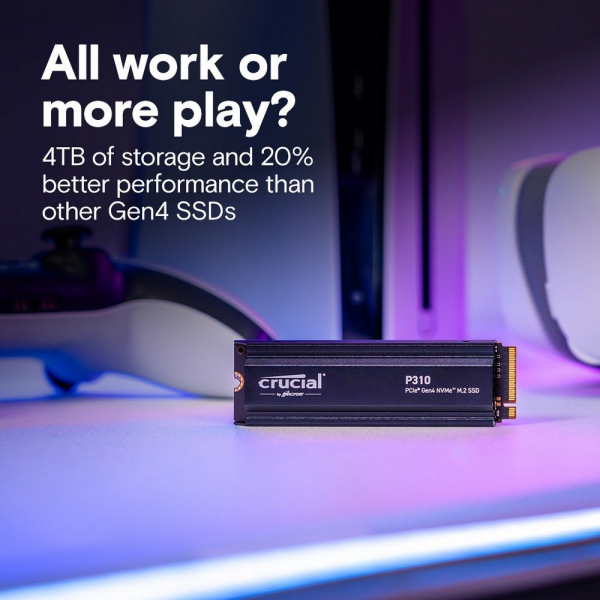Твердотельный накопитель SSD Crucial P310 1TB PCIe Gen4 NVMe 2280 M.2 SSD with heatsink CT1000P310SSD5