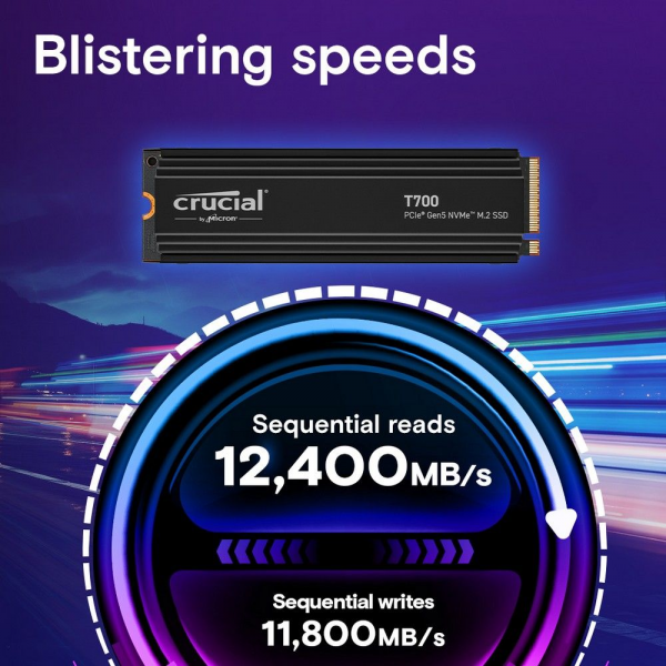 Твердотельный накопитель SSD Crucial T700 4TB PCIe Gen5 NVMe M.2 SSD CT4000T700SSD3