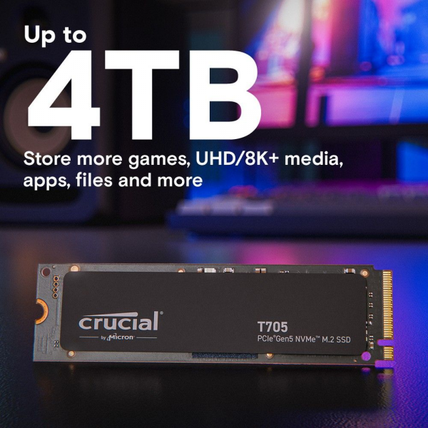 Твердотельный накопитель SSD Crucial T705 1TB PCIe Gen5 NVMe M.2 SSD CT1000T705SSD3