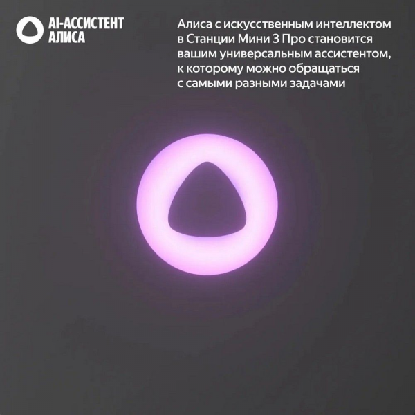 Умная колонка Яндекс Станция Мини 3 Про с Алисой, Zigbee, серый ( YNDX00059GRY)