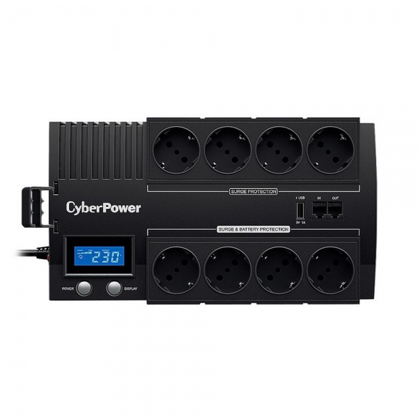 Источник бесперебойного питания (ИБП) CyberPower Bad Pack Line-Interactive CyberPower BR700ELCD 700VA/420W USB/RJ11/45/USB charger A (4+4 EURO) bp