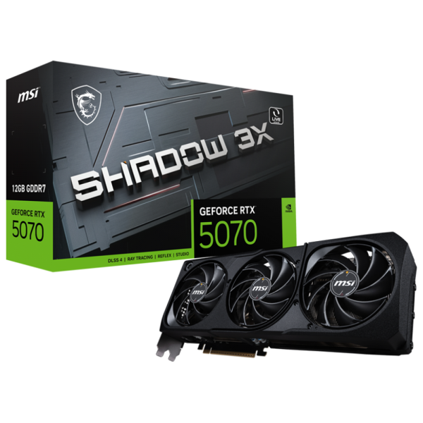 Видеокарта MSI RTX5070 SHADOW 3X 12GB GDDR7 192bit 3xDP HDMI 3FAN RTL