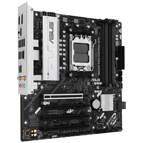 Материнская плата ASUS B850M MAX GAMING WIFI AM5 mATX 4xDDR5 4xPCIEx16 3xM.2 USB-C DP HDMI GLAN Wi-Fi 6
