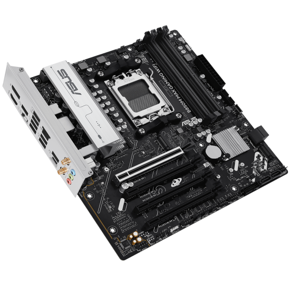 Материнская плата ASUS B850M MAX GAMING WIFI AM5 mATX 4xDDR5 4xPCIEx16 3xM.2 USB-C DP HDMI GLAN Wi-Fi 6