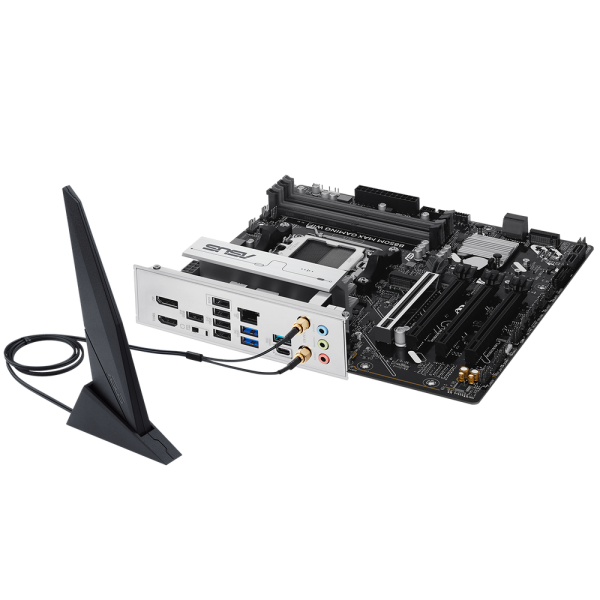 Материнская плата ASUS B850M MAX GAMING WIFI AM5 mATX 4xDDR5 4xPCIEx16 3xM.2 USB-C DP HDMI GLAN Wi-Fi 6