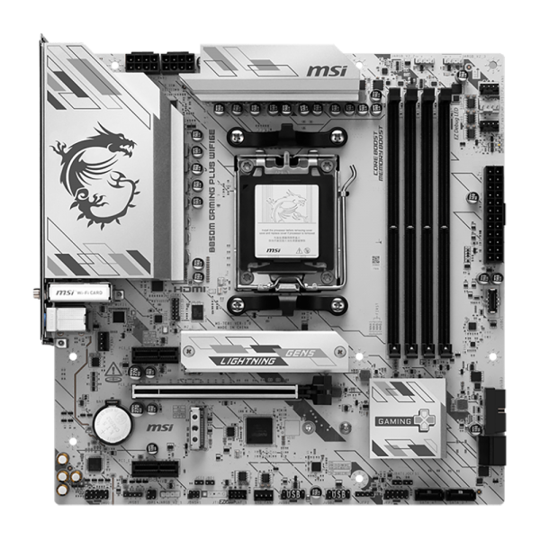 Материнская плата MSI B850M GAMING PLUS WIFI6E B850, AM5, 4*DDR5, 1*PCIEx16, 2*PCIEx1, 2*M.2, 2*TypeC, 3*USB3.2Gen2, 6*USB3.2Gen1, 4*USB2.0, 4*SATA3.0, 2.5G, DP, HDMI, M-ATX, RTL