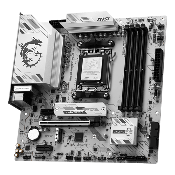 Материнская плата MSI B850M GAMING PLUS WIFI6E B850, AM5, 4*DDR5, 1*PCIEx16, 2*PCIEx1, 2*M.2, 2*TypeC, 3*USB3.2Gen2, 6*USB3.2Gen1, 4*USB2.0, 4*SATA3.0, 2.5G, DP, HDMI, M-ATX, RTL