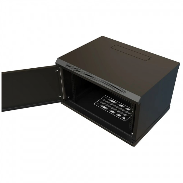 Шкаф Hyperline WRline WR-TW-0666-SR-RAL9004 настенный 19-дюймовый (19"), 6U, 367x600х600мм, цельнометаллическая дверь с замком, цвет черный (RAL9004) (разобранный)