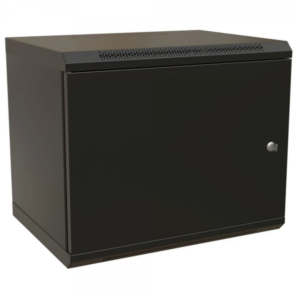 Шкаф Hyperline WRline WR-TW-1545-SR-RAL9004 настенный 19-дюймовый (19"), 15U, 775x600х450мм, цельнометаллическая дверь с замком, цвет черный (RAL9004) (разобранный)