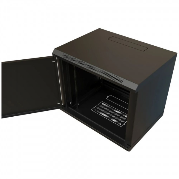 Шкаф Hyperline WRline WR-TW-1545-SR-RAL9004 настенный 19-дюймовый (19"), 15U, 775x600х450мм, цельнометаллическая дверь с замком, цвет черный (RAL9004) (разобранный)