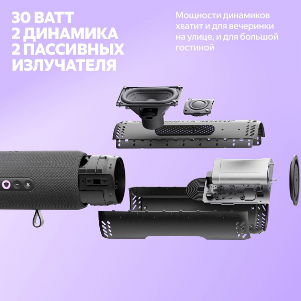 Портативная умная колонка Яндекс Станция Стрит с Алисой, 30 Вт,YNDX-00030GRY , серый