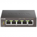 Коммутатор D-Link DGS-1005P/B3A с 5 портами 10/100/1000Base-T (4 порта PoE 802.3af/at, PoE‑бюджет 60 Вт)