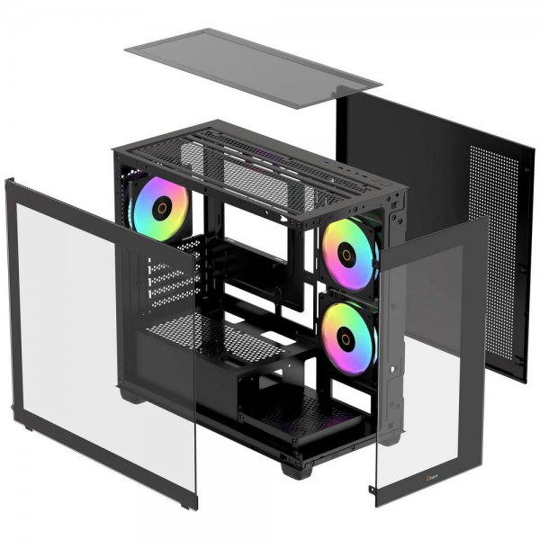 Корпус для ПК Case Ocypus Gamma C52 BK ARGB mATX / win / black / 3 ARGB fans / no PSU / Tempered Glass