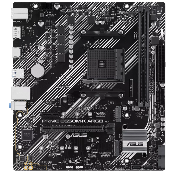 Материнская плата ASUS PRIME B550M-K ARGB AM4 mATX 2xDDR4 PCIEx16 PICEx1 2xM.2 DP HDMI GLAN