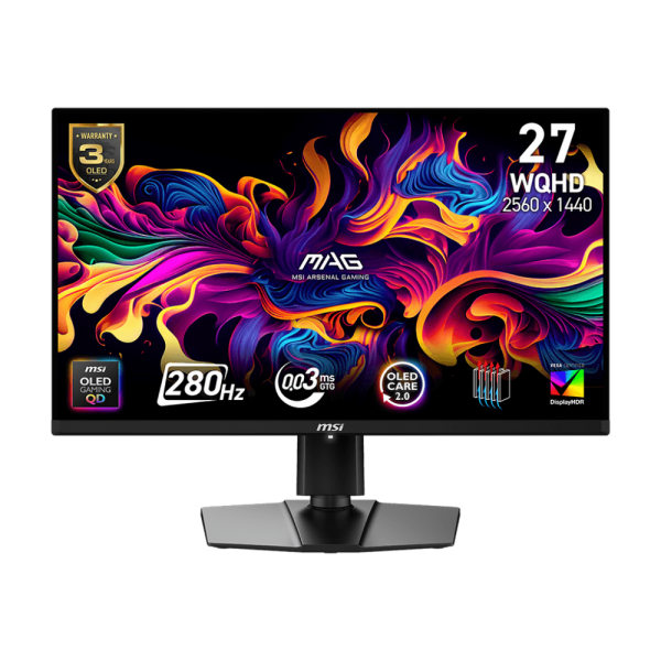 Монитор 26.5" MSI MAG 271QP QD-OLED X28 QD-OLED, 2560x1440, 280Hz, 0,03ms, 250сd/m, 1500000:1, HDR10 | 2xHDMI(2.1), DP(1.4a), Type-C(PD-15W) | HAS, Pivot, Swivel, InPSU, , Vesa 100, Black