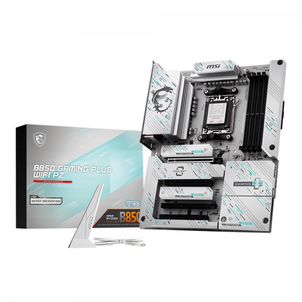 Материнская плата MSI B850 GAMING PLUS WIFI PZ B850, AM5, 4*DDR5, 4*PCIEx16, 3*M.2, 3*TypeC, 1*USB3.2Gen2, 5*USB3.2Gen1, 8*USB2.0, 4*SATA3.0, 5G, DP, ATX, RTL