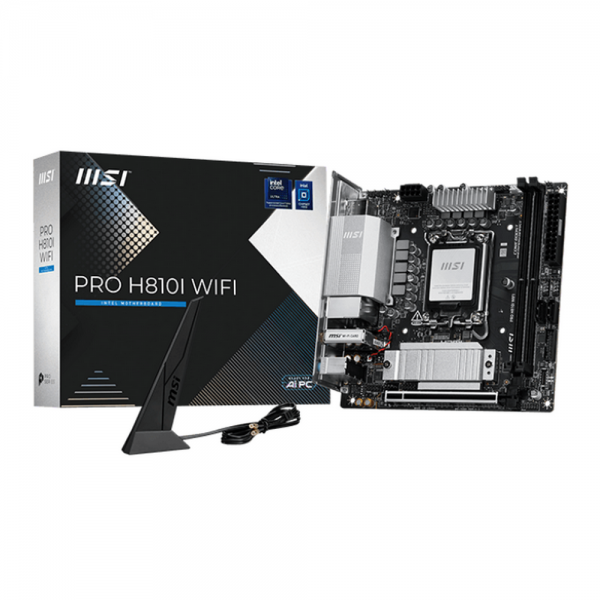 Материнская плата MSI PRO H810I WIFI H810, LGA1851, 2*DDR5, 1*PCIEx16, 1*M.2, 2*TypeC, 4*USB3.2Gen1, 6*USB2.0, 2*SATA3.0, 2.5G, DP, HDMI, ITX, RTL