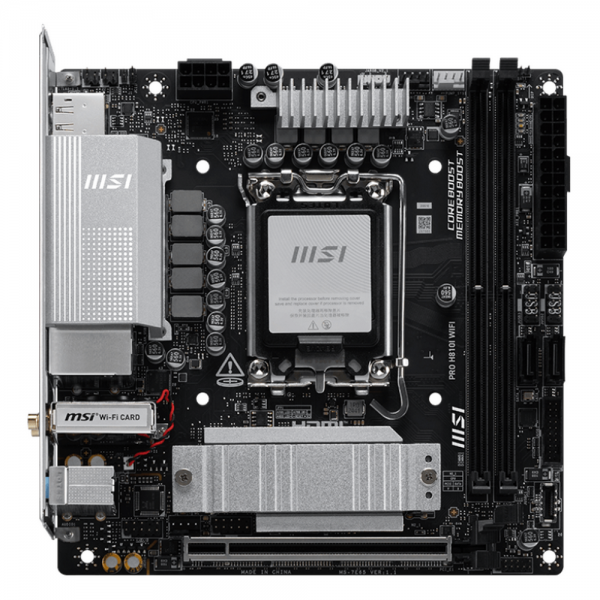 Материнская плата MSI PRO H810I WIFI H810, LGA1851, 2*DDR5, 1*PCIEx16, 1*M.2, 2*TypeC, 4*USB3.2Gen1, 6*USB2.0, 2*SATA3.0, 2.5G, DP, HDMI, ITX, RTL