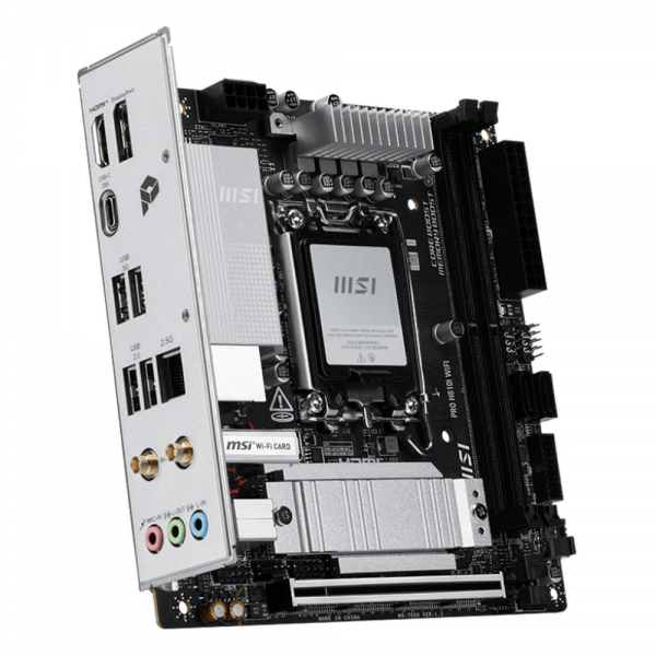 Материнская плата MSI PRO H810I WIFI H810, LGA1851, 2*DDR5, 1*PCIEx16, 1*M.2, 2*TypeC, 4*USB3.2Gen1, 6*USB2.0, 2*SATA3.0, 2.5G, DP, HDMI, ITX, RTL