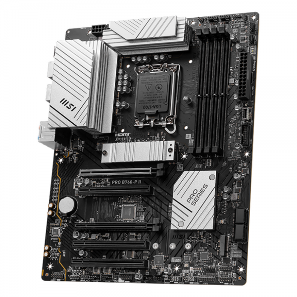 Материнская плата MSI PRO B760-P II B760, LGA1700, 4*DDR5, 5*PCIEx16, 2*M.2, 2*TypeC, 6*USB3.2Gen1, 6*USB2.0, 4*SATA3.0, 2.5G, DP, HDMI, ATX, RTL