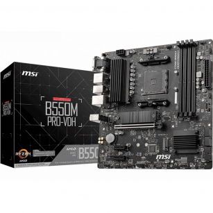Материнская плата MSI Bad Pack B550M PRO-VDH B550, AM4, 4*DDR4, 1*PCIEx16, 2*PCIEx1, 2*M.2, 1*TypeC, , 6*USB3.2Gen1, 6*USB2.0, 4*SATA3.0, 1G, VGA, DP, HDMI, M-ATX, RTL