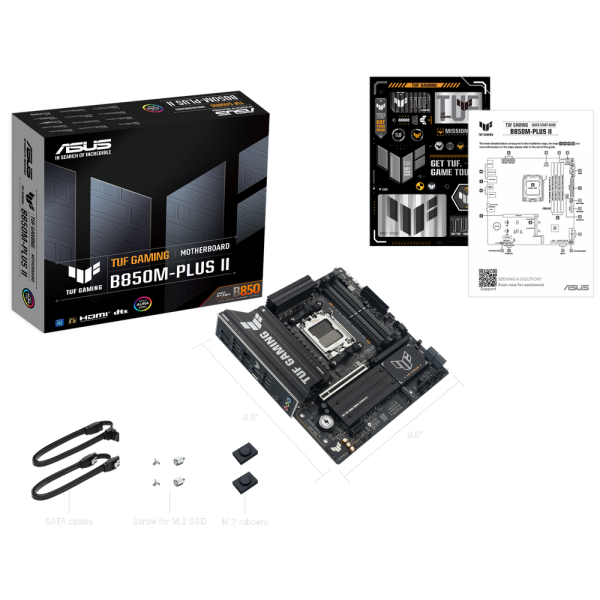 Материнская плата ASUS TUF GAMING B850M-PLUS II AM5 mATX 4хDDR5 PCIEx16 PCIEx1 USB-C DP HDMI 3xM.2 2.5GLAN