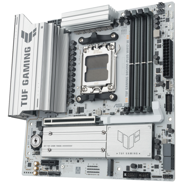 Материнская плата ASUS TUF GAMING B850M-PLUS WIFI7 W AM5 mATX 4xDDR5 PCIEx16 PCIEx1 3xM.2 USB-C DP HDMI 2.5GLAN WiFi 7