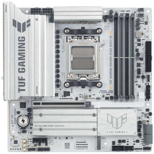 Материнская плата ASUS TUF GAMING B850M-PLUS WIFI7 W AM5 mATX 4xDDR5 PCIEx16 PCIEx1 3xM.2 USB-C DP HDMI 2.5GLAN WiFi 7