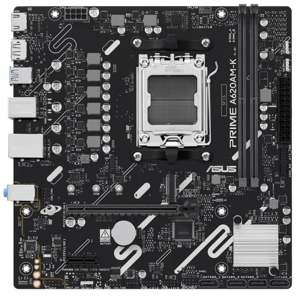 Материнская плата ASUS PRIME A620AM-K AM5 mATX 2xDDR5 PCIEx16 PCIEx1 M.2 DP HDMI GLAN