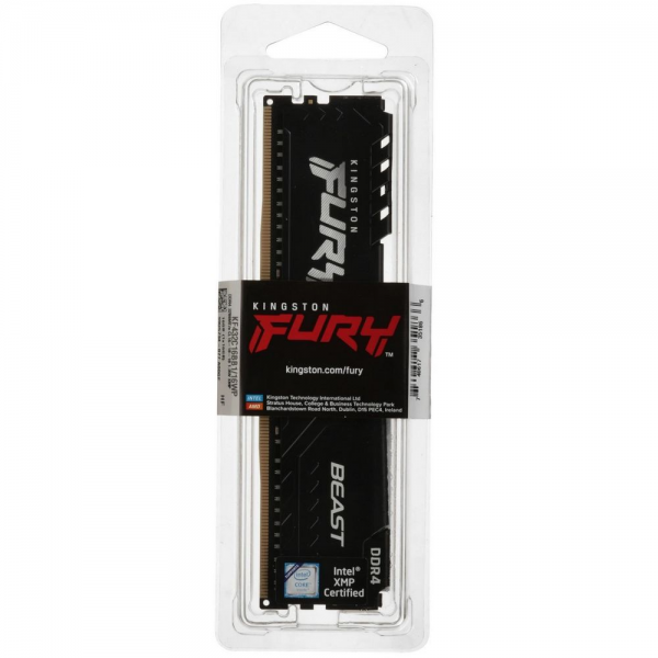 Модуль памяти Kingston 16GB DDR4 3200 DIMM FURY Beast Black Gaming Memory KF432C16BB1/16WP Non-ECC, CL16, 1.35V, 1Gx8,